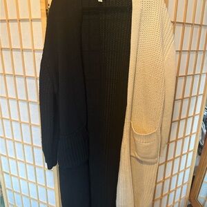 Topshop Black and White Knit Long Cardigan